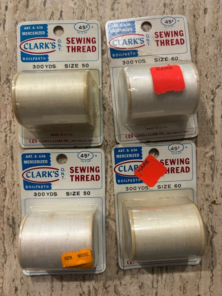 Clark's O.N.T. Sewing Thread In Original Packaging Lot Of 4 White And Cream - Image 2 of 4