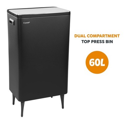 Küchenmüll Recycling Presse Top Eimer 60L Dual 2 Abfallfächer - Schwarz