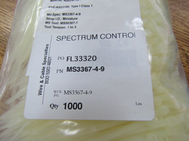 MIL-SPEC MS3367-4-9 Qty of 1000 per Lot Cable tie - Plastic material ...