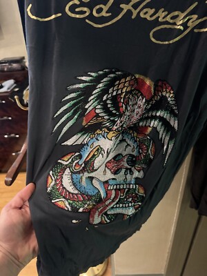 Vintage Ed Hardy Rhinestone Long Sleeve Shirt Size XL | eBay