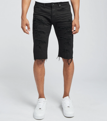 Decibel Denim Ripped And Stone Shorts 