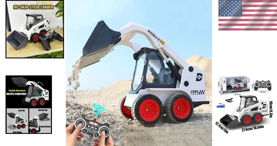 1:14 Remote Control Slip Loader Engineering Skid Steer RC Excavator Kids Gift - Image 2 of 4