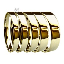 9ct or Jaune Mariage Anneaux Plat Court Profil Bandeau Hm Lourd 3, 4, 5, 6 & 8mm