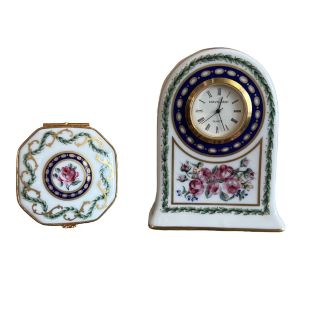 SET Limoges Haviland “Louveciennes” Trianon Porcelain Table Pendulum & Trinket