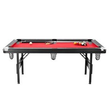 Billiards Tablewith Balls, Cues 6.3 ft Pool Table, Foldable Space-Saving Table