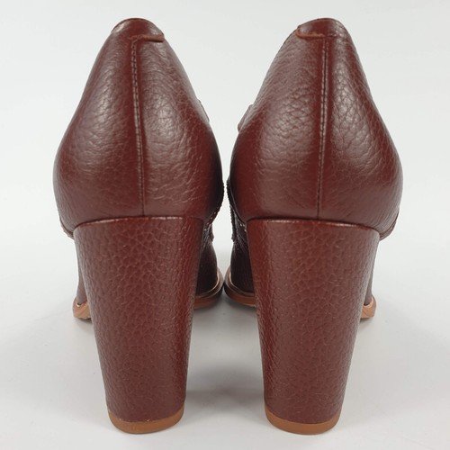 Clarks Mary Jane Tacones Rojo Marrón Cuero Reino Unido Talla 5.5 - Imagen 8 de 12