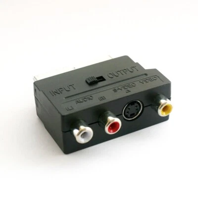 Scart-Adapter 3x Cinch S-Video In-Out Schalter TV AV Audio-Video RCA S-VHS SVHS - Bild 1 von 2