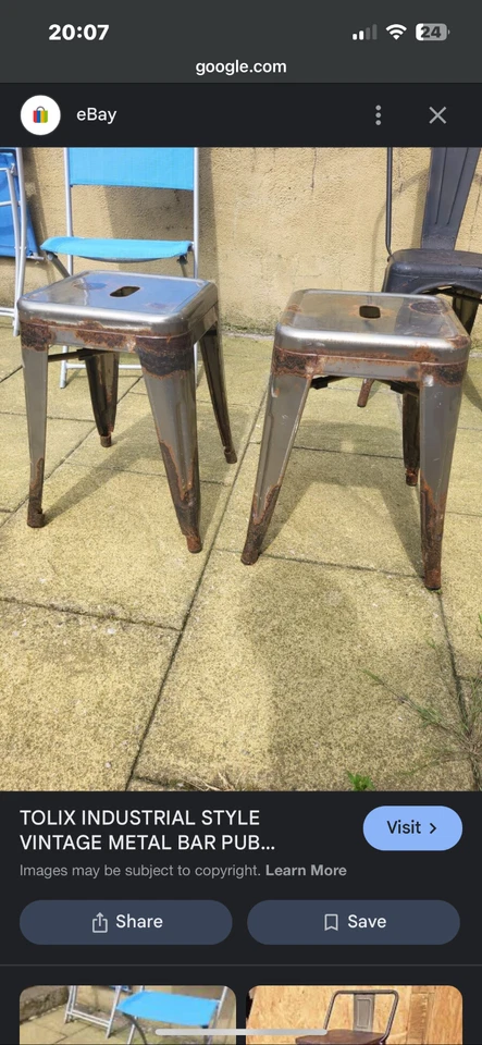 taburetes de bar tolix, diseño plata y bronce - Imagen 4 de 4