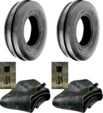 Two 5.00-12 Front Tractor Tires W/tubes Tri-rib 3 Rib 500x12 500-12