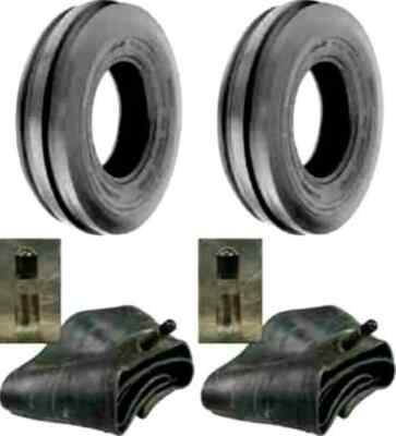 Two 5.00-12 Front Tractor Tires W/tubes Tri-RIB 3 Rib 500x12 500-12
