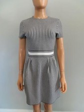 NWT Christian Dior Black  White Gingham Print Short Slv Dress F 34/US 2 3,500