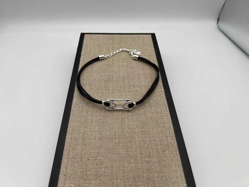 NEW Uno de 50 THE ONE TOPAZ Silver Plated Short Necklace Leather Topaz - Imagem 2 de 4