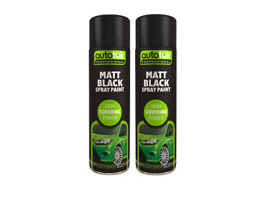 2x Autotek Matt Black Spray Paint 500ml