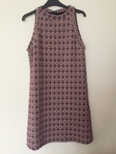 ZARA DRESS IN RED,GOLD AND NAVY MIX SIZE LARGE BNWT