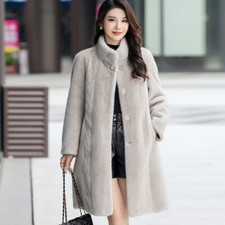 Mink Fur Coat Womens Long Standing Collar Mink Fur Coat Thickened Winter Jacket 
