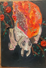 Bat oil painting by Jenny Goldie, aceo postcard size gothic halloween
