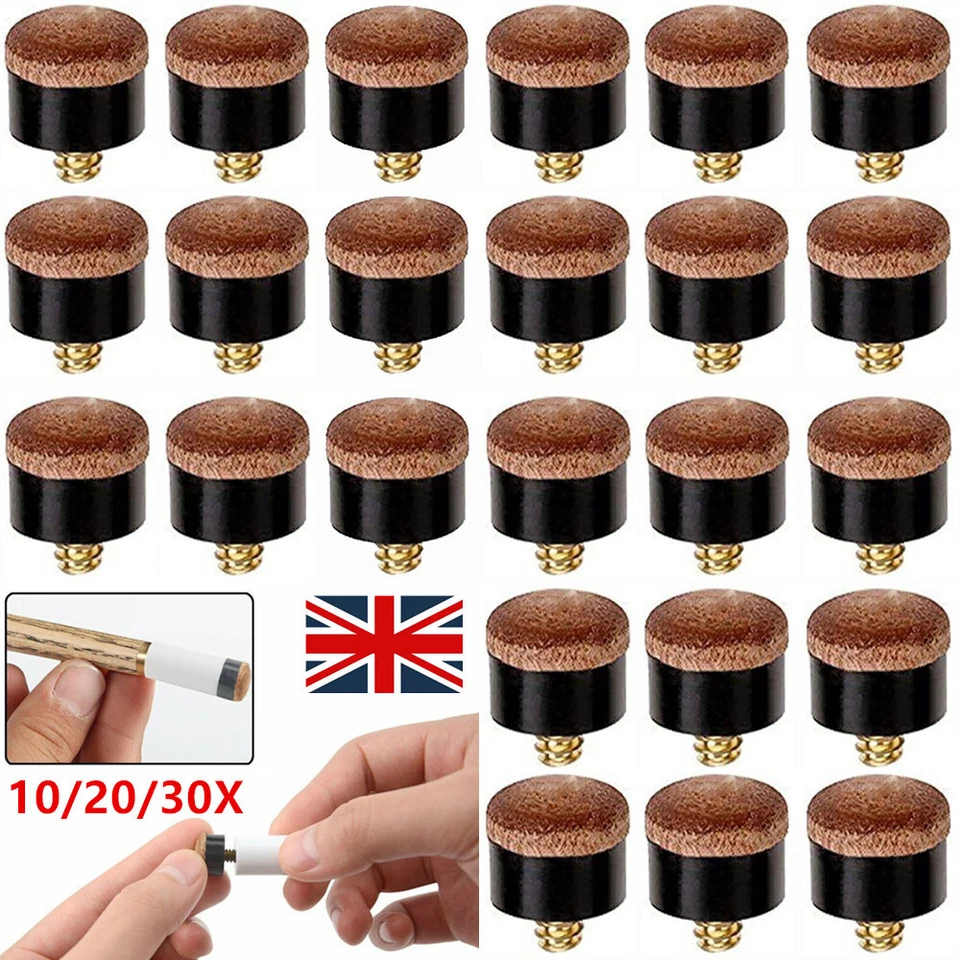 10/20/30Pcs Replacement Pool Cue Tips Billiard Cue Tips Screw Cue Stick Tips UK - Image 2 of 4