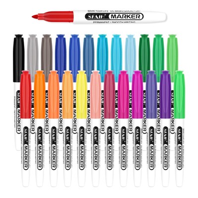 24 Colors Permanent Markers - Assorted Colors Fine Tip Permanent Markers for ...