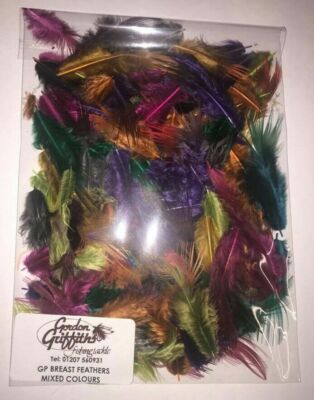  Mixed Pack Golden Pheasant Dyed Breast Feathers 11 colours Gordon Griffiths