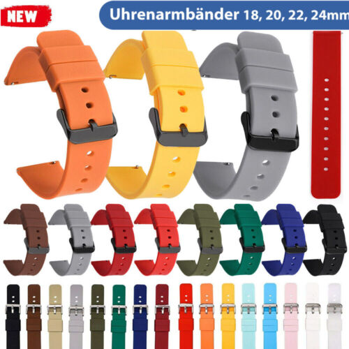 Silicone Watch Strap 14mm 16 18 19 20mm 21 22mm 24mm Soft Rubber Band Waterproof - Picture 1 of 47