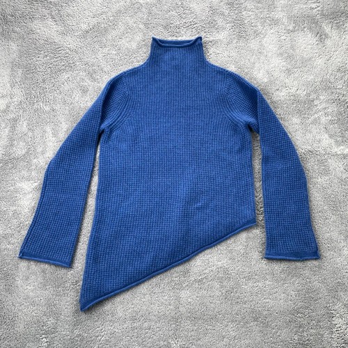 Oats Cashmere Sweater Womens Medium Blue Knit Asymmetrical Hem Debra Hayburn