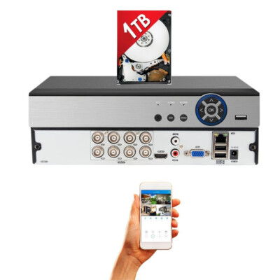 Evertech 8 Channel H.265 DVR with 1TB HDD CCTV Security Surveillance System