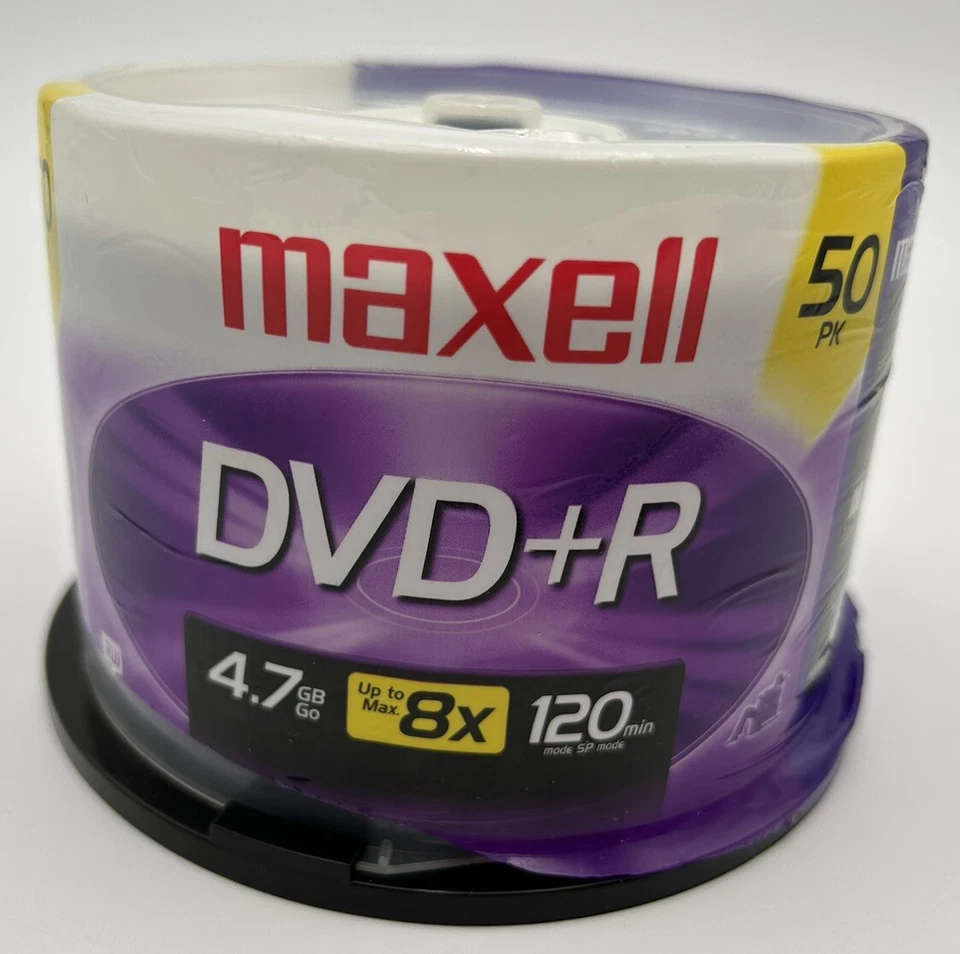Maxell 4.7 GB 120 Min (2hr) 8X DVD+R 50 Pk Pack Disc, New Open Package - Image 3 of 4