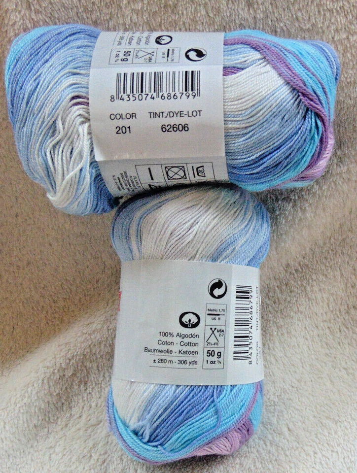 2 Skeins Katia Jaipur 100 % Mercerized Cotton Yarn Multicolor 1.76 oz / 50g New - Image 4 of 4
