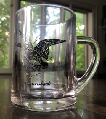 Vintage Glass Mug Canvasback Canvas Back Hunting Game Bird Large Coffee Tea
