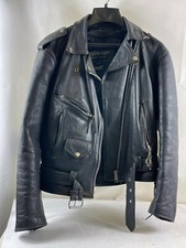 Unik Motorcycle Jacket Womans 10 Black Leather Harley Davidson Patch Vintage