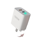 TRON  2-Port Qi 20W Power Adapter, USB-C with LED Light/ TR44
