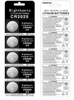Nightkonic 10 - CR2025 Battery 3v Lithium Button Cell Coin 2025 Batteries