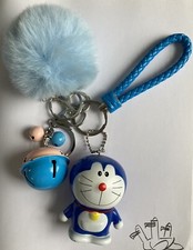 Doraemon keychain with a Fluffy Ball And Jingles 3.5 inches Tall