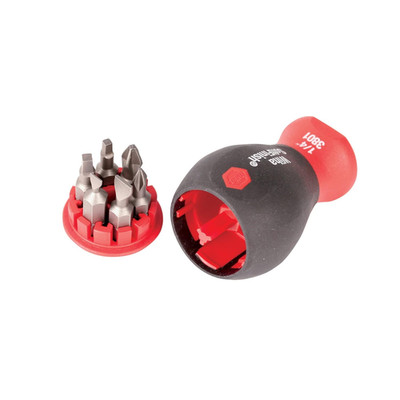 38048 Stubby Screwdriver with Six-In-One Insert Bits, Multi-Bit