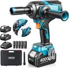 Seesii Cordless Impact Wrench 1/2" 1200-1600NM Auxiliary Handle 2x4.0Ah Battery