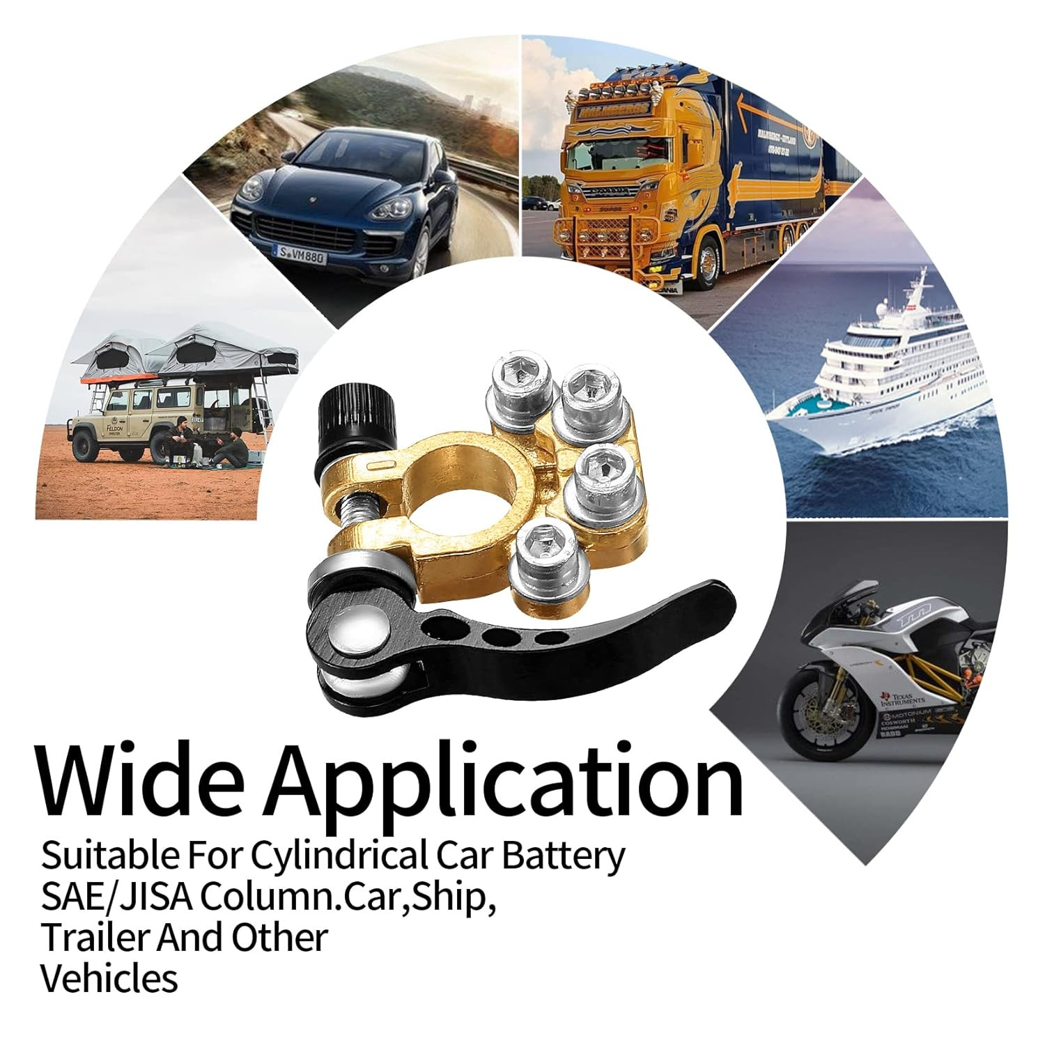 Car Battery Terminal Connectors, 2pcs Battery Terminals Top Post, 4 Way Auto Car