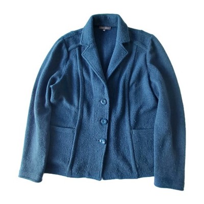 Laura Ashley 100 % Wolle Strick Cardigan Damen UK 16 türkis Knopfleiste Taschen warm