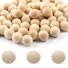 Uenhoy 100 Pcs Wooden Round Ball 3/8" 10mm Unfinished Natural Wood Balls Wo...