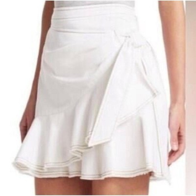 Cinq à Sept White Cotton Ruffle Wrap Mini Skirt Size 4