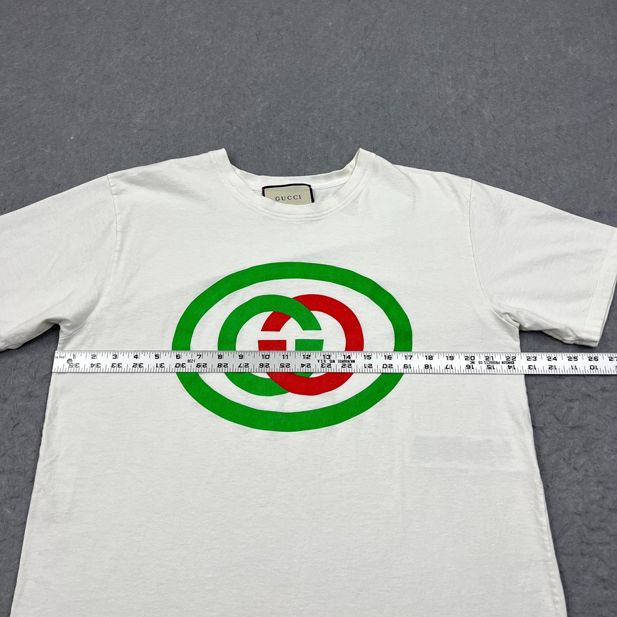 Gucci Shirt Men's Large White Interlocking G Logo Cotton Crew T
