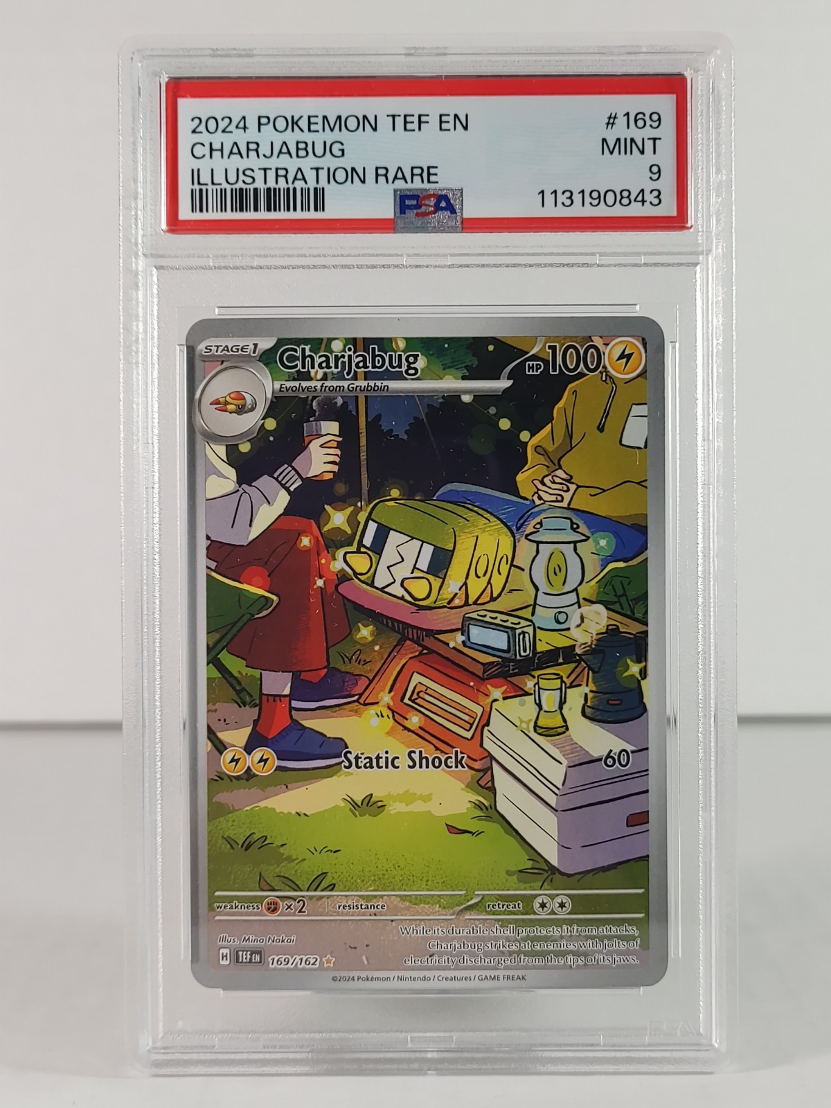 Charjabug - POKEMON - Temporal Forces - 169/162 - Illustration Rare - PSA 9