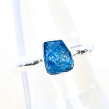 Neon Apatite Ring Raw Apatite Ring 925 Sterling Silver Blue Apatite Ring-RR197