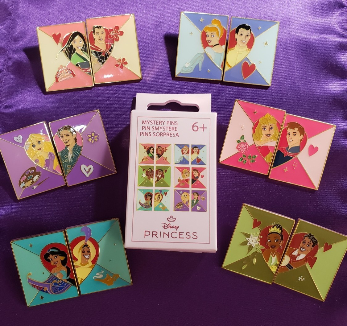 COMPLETE SET - Loungefly Disney Princess Couple Blind Box Enamel Pin Set - NEW