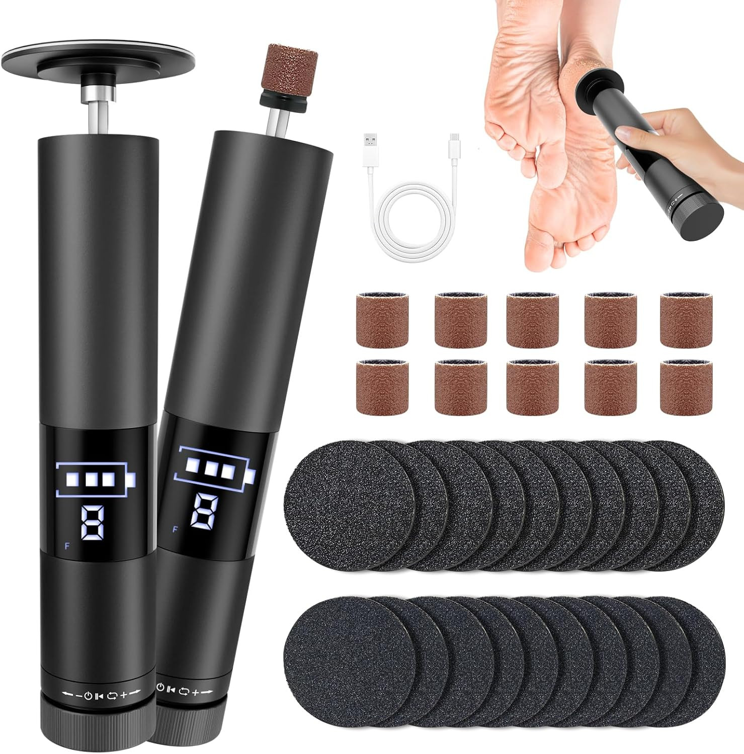 2-In-1 Pedicure Elettrico Professionale Piedi, 9 Velocità Regolabile, Con Displa