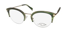 NEW OSCAR DE LA RENTA OSL 737 EYEWEAR HALF-RIM PLASTIC BROWLINE GREEN WOMENS 318