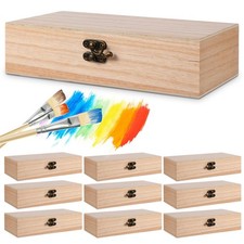 10 Pack Wooden Box with Hinged 8x4x2 inches (20x10x5cm), Original wood color
