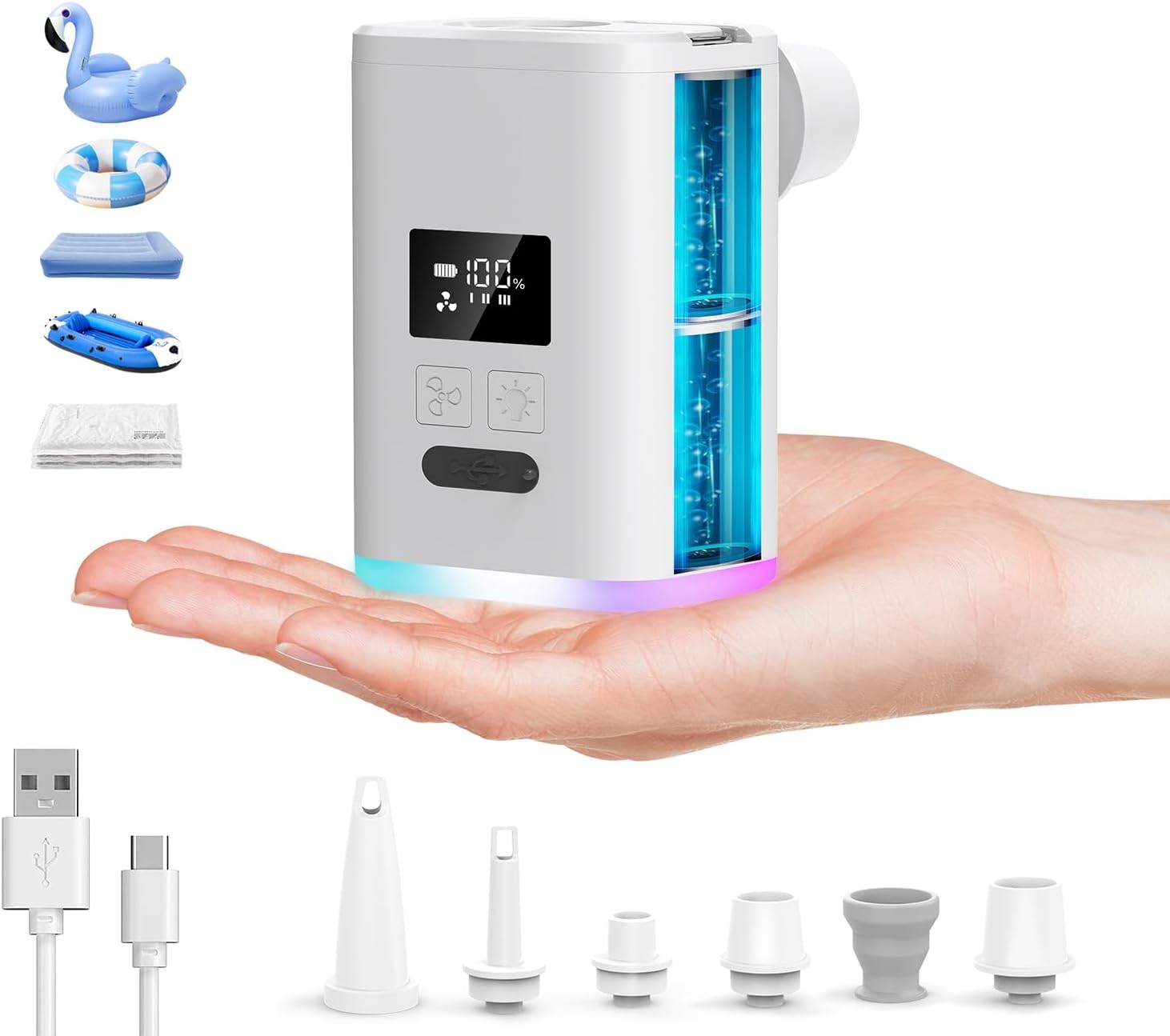 Bomba de aire eléctrica 5000 mAh para flotadores inflables de piscina