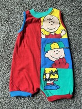 Vintage Charlie Brown Color Block One Piece Romper Unisex Size 6/9 Months