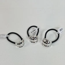 Free People Mini Molly Pony Holder Hair Tie Accessories Set of 3 Silver Tone NWT