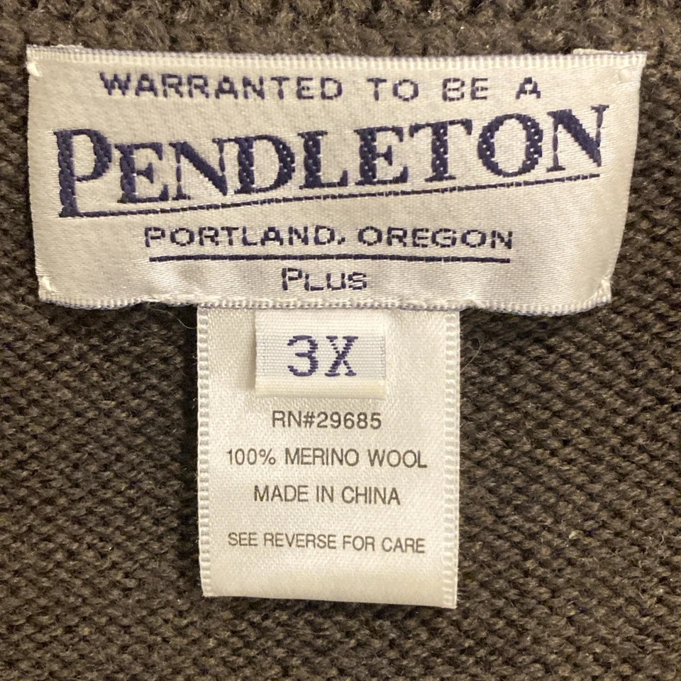 Suéter de lã merino PENDELTON marrom com flores 3X - Imagem 3 de 4